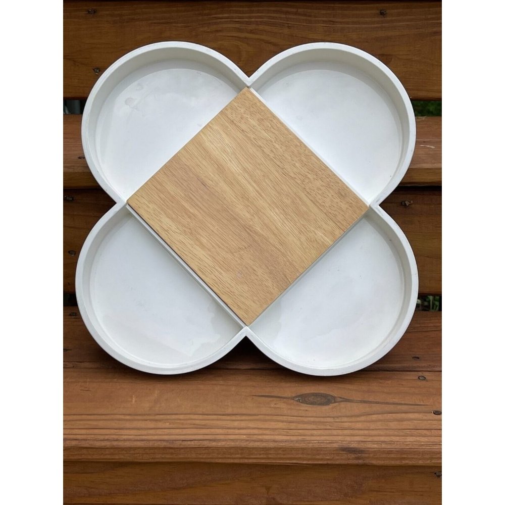 Vintage Dansk White Cheese Snack Wood Melamine Serving Tray Gunnar Cyren Denmark